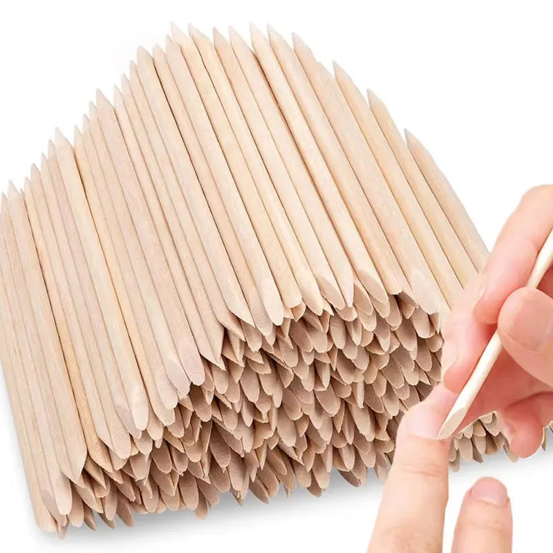 Optional 50Pcs 100Pcs Orange Wood Nail Sticks Double Sided Cuticle Pusher Rhinestone Dotting Tool Household Salon Manicure Pedicure Supply