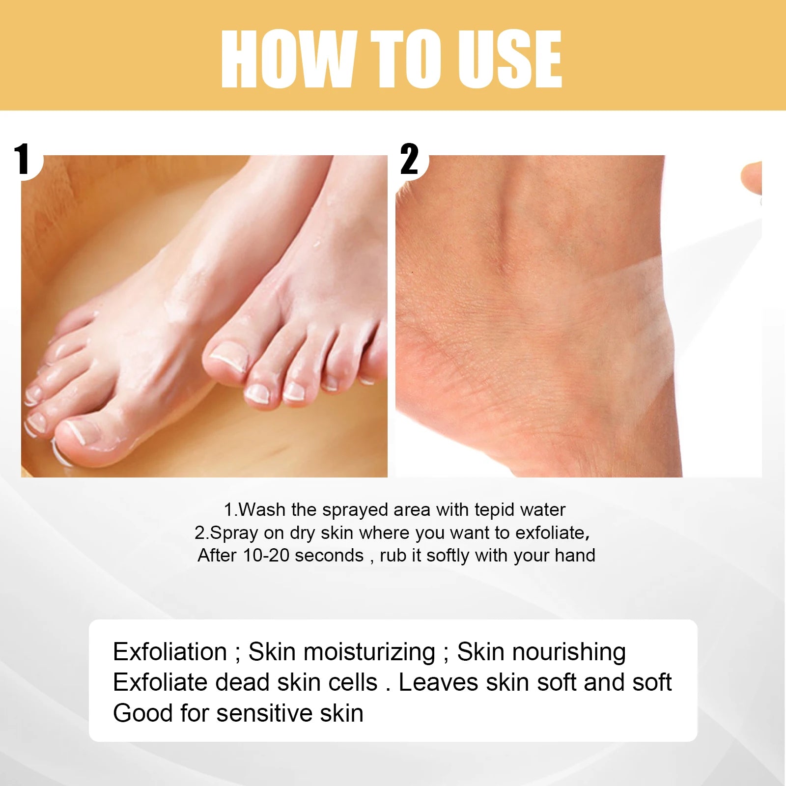 Foot Exfoliating Spray Repairing and Brightening, Removes Dead Skin and Calluses, Foot Whitening Care Spray Foot Care Liquid