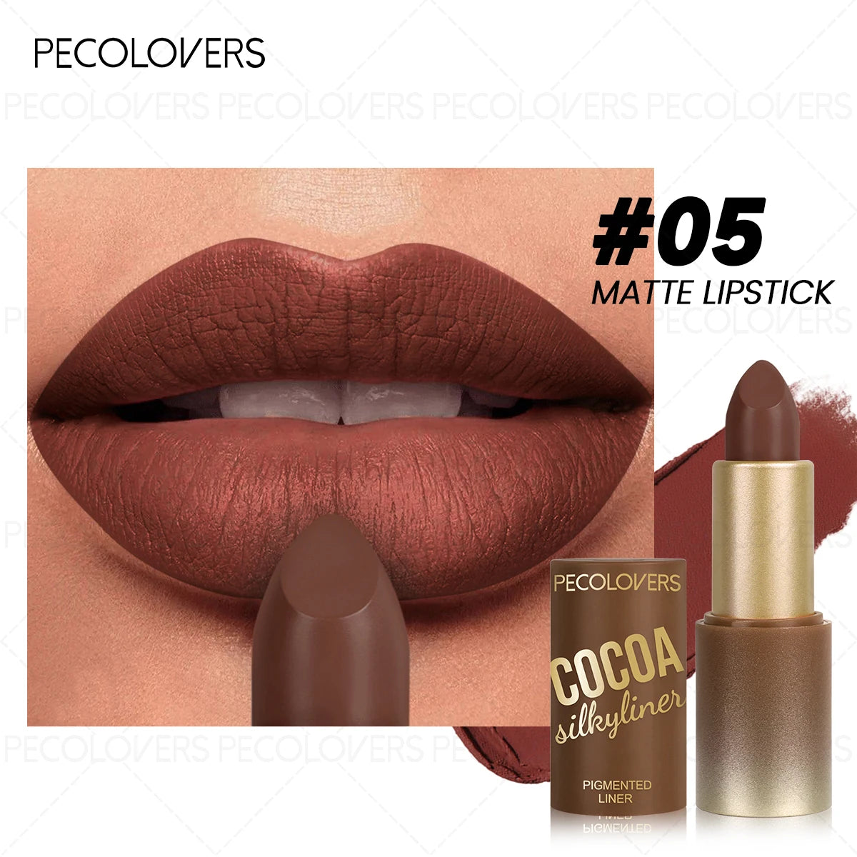 Waterproof Matte Brown Lip Glaze,Long-Lasting, Not Greasy Lip Gloss,Smooth Texture