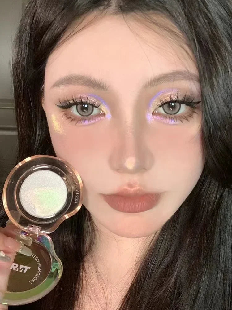 RMT High Gloss Chameleon Highlight Matte Purple Fine Powder Cream Blusher Shiny Face Brightening Integrated Plate ROMATIC Makeup
