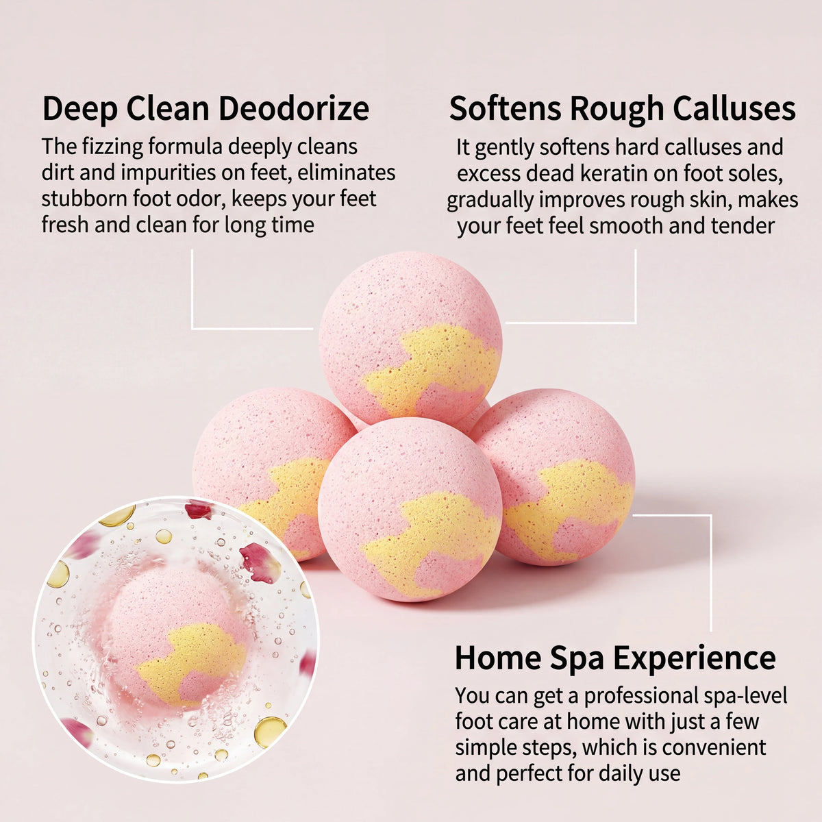 Rose Foot Bath Ball Nourishing Foot Soak Effervescent Tablet Deep Cleaning Exfoliate Feet Skin Relaxing Care Spa Soothe Fatigued