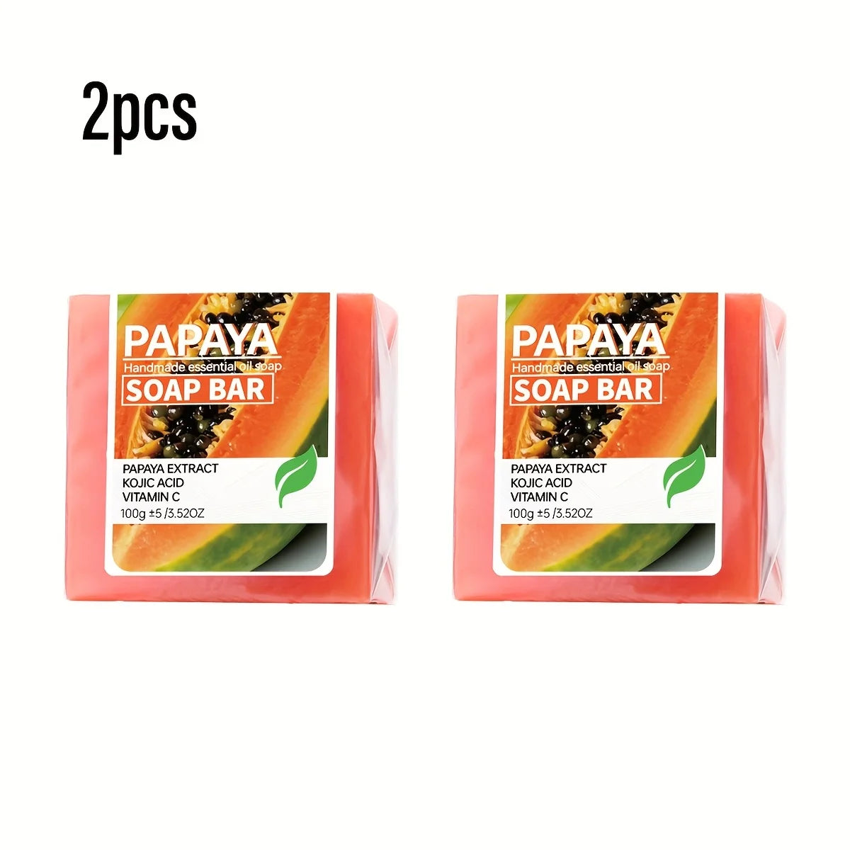 2PCS/Papaya Kojic Acid Essential Oil Soap, Vitamin C Cleansing Bath Moisturizing Skin Handmade Soap