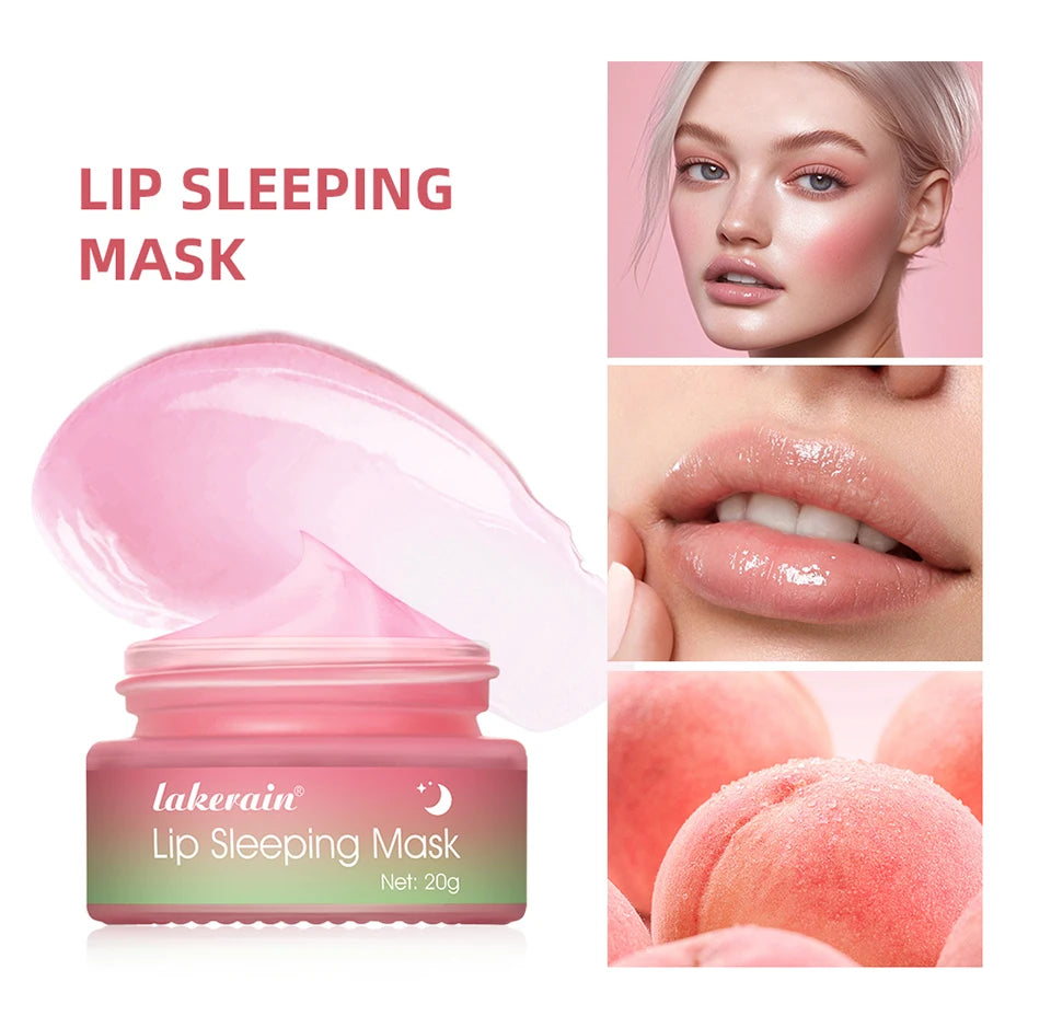 Jelly Peach Lip Sleeping Collagen Mask Hydrated Pink Lip Repair Nourish Protect Volumizes Dry And Chapped Lips Care Products