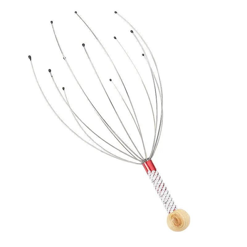 Relax Octopus Head Massager Stainless Steel Engraved Head Relaxer Brain Massage Claw Scalp Scratcher Itch Reliever Random Color