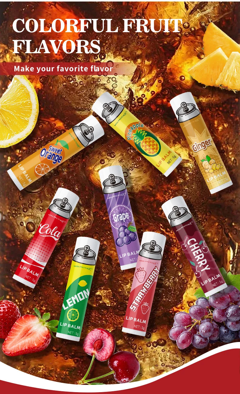 8PCS Soda-Inspired Lip Balm Set, Long-Lasting Moisture & Anti-Chapping, 8 Scents, Ideal for Daily Use & Holiday Gift Giving