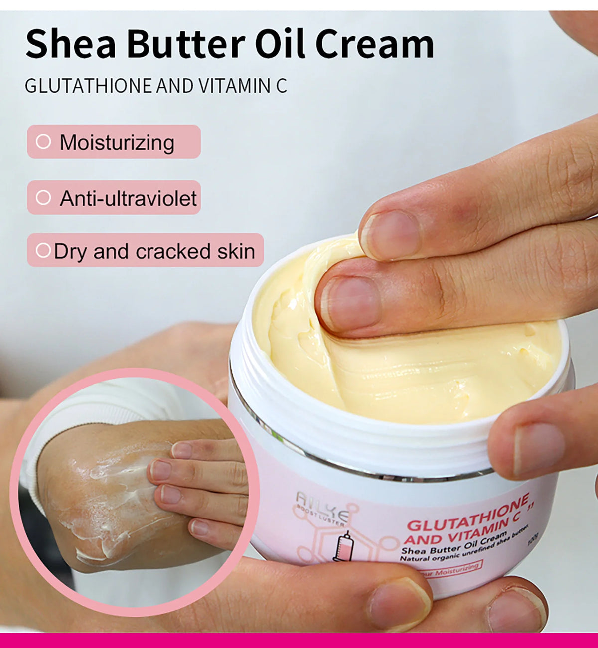 AILKE Glutathione & Vitamin C Shea Butter Cream, Brightening, Deeply Moisturizing, Smooth Skin, Face and Body Butter Cream,100ml