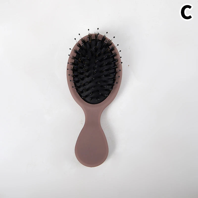 [Y]1PC Oval Boar Bristle & Nylon Hair Comb Mini Anti-static Hair Scalp Massage Comb Hairbrush Salon Hair Care Brush Styling Tool