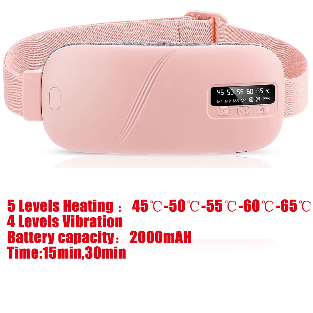 Electric Waist Massage Period Cramp Massager Vibrating Heating Belt for Menstrual Waist Stomach Abdominal Warm Palace Belt