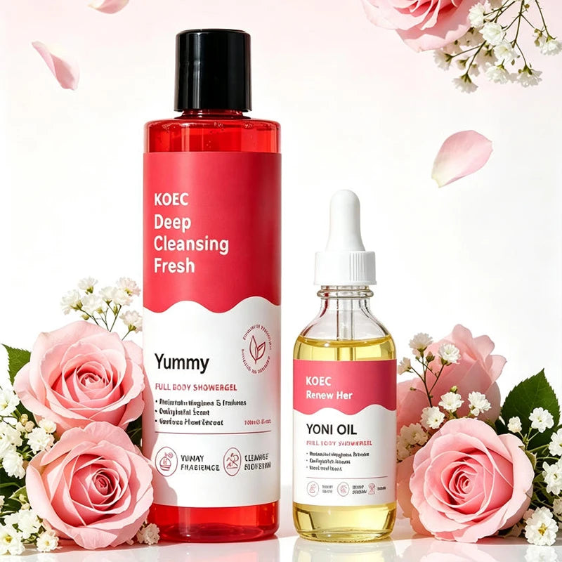 Women PH Balancing Cleansing Wash Shower Gel Set Natural Plant Extract Aloe Vera Gentle Intimate Care Daily Refreshing Body Care