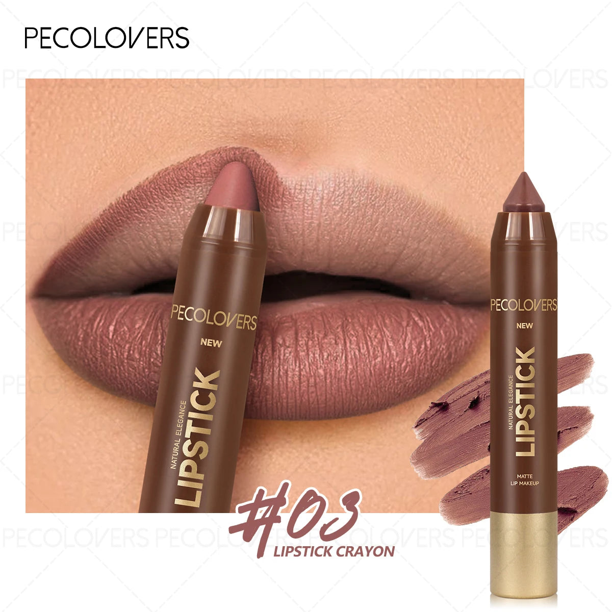 1PC Brown Matte Lip Liner Crayon, Smooth Application, Highly Pigmented, Long-lasting Wear, Lip Cosmetics