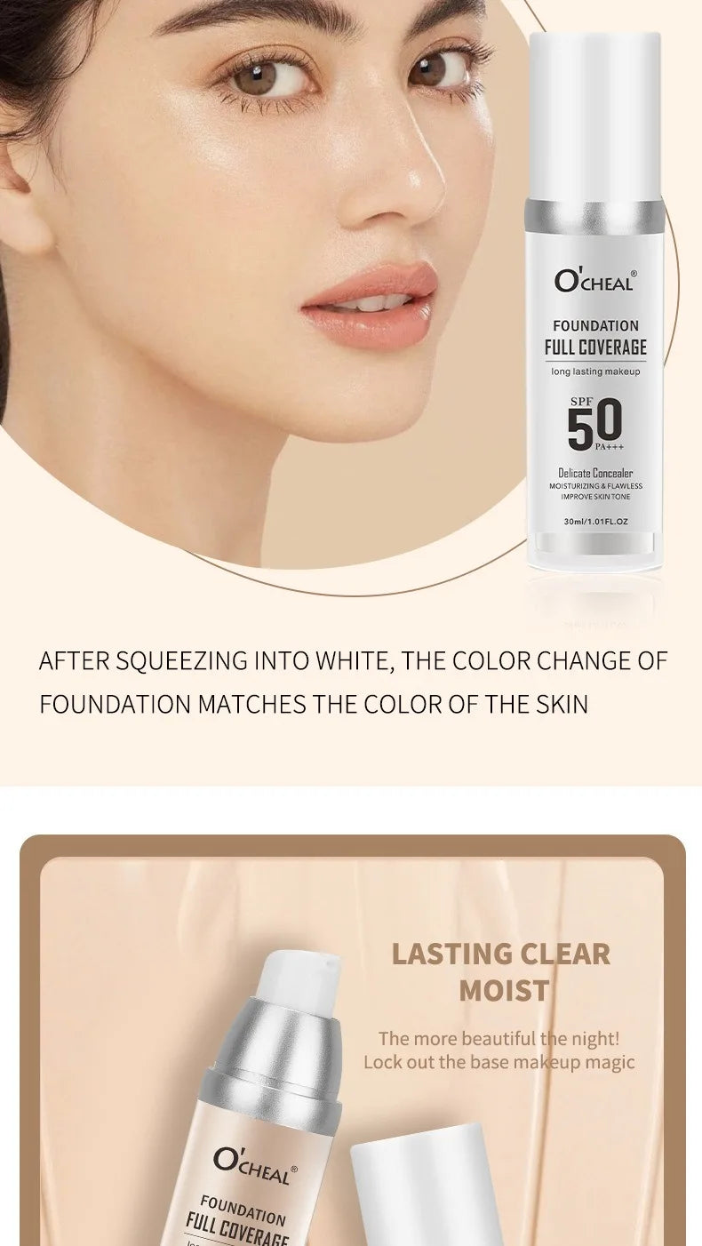 Color Changing Foundation Makeup Concealer Long Lasting Moisturizing Nourishing Oil-Control Skin Face Base Cosmetics