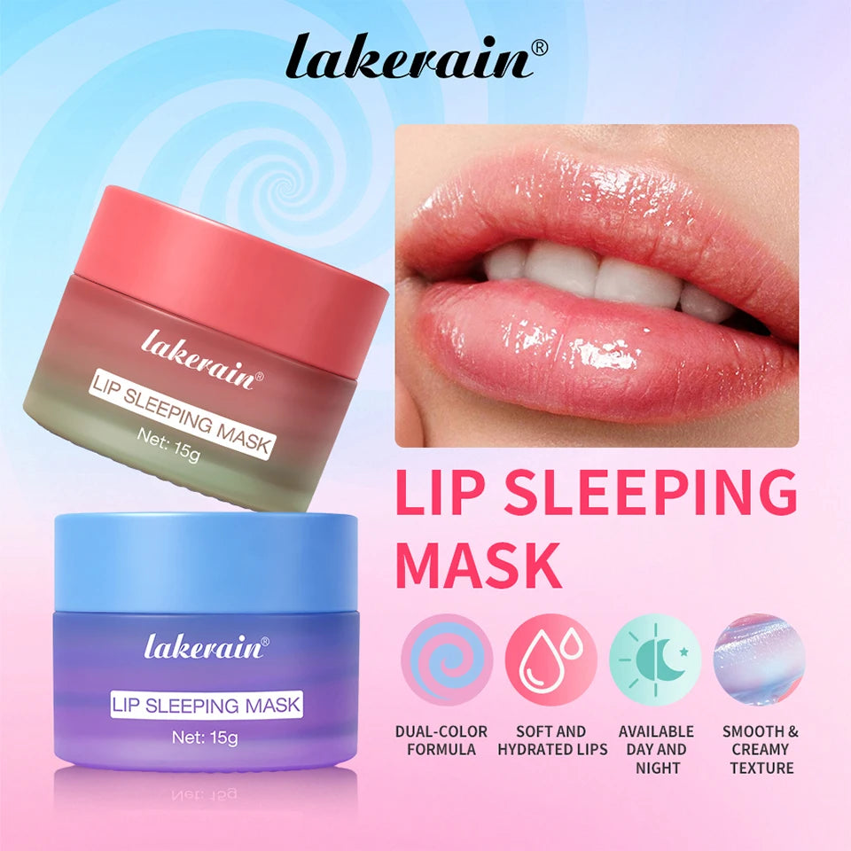 Blueberry Overnight Lip Sleeping Mask Dual Color Hydrates Dry Cracked Skin Reduces Fine Lines Moisturizing Nourishment Care