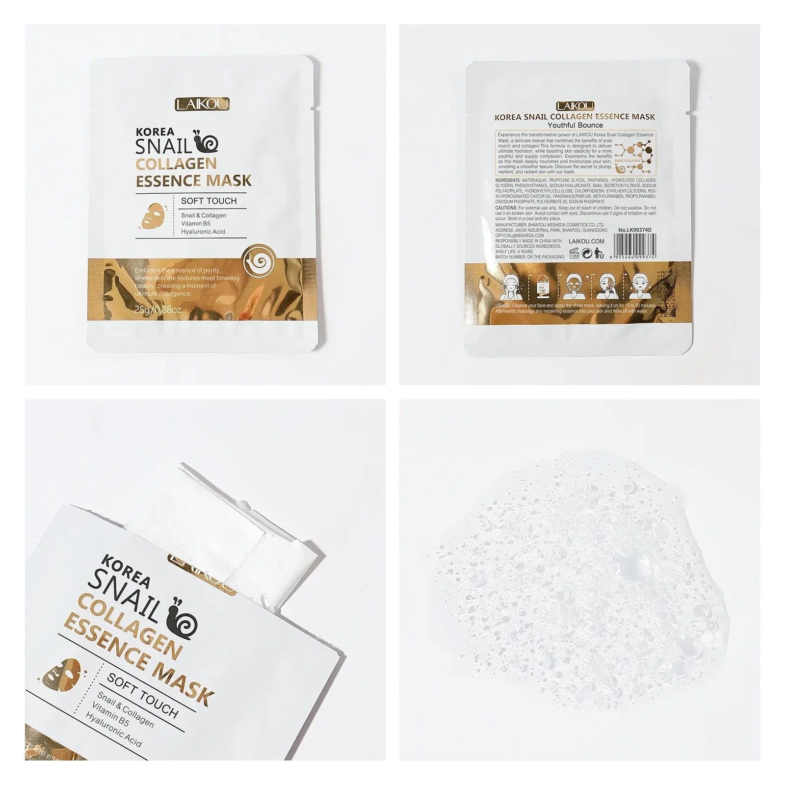 Snail Mucin & Protein Sheet Mask,Anti-Aging & Repair Face Mask,Hydrating Firming Essence Mask for Wrinkles and Pores,5/10/20 PCS
