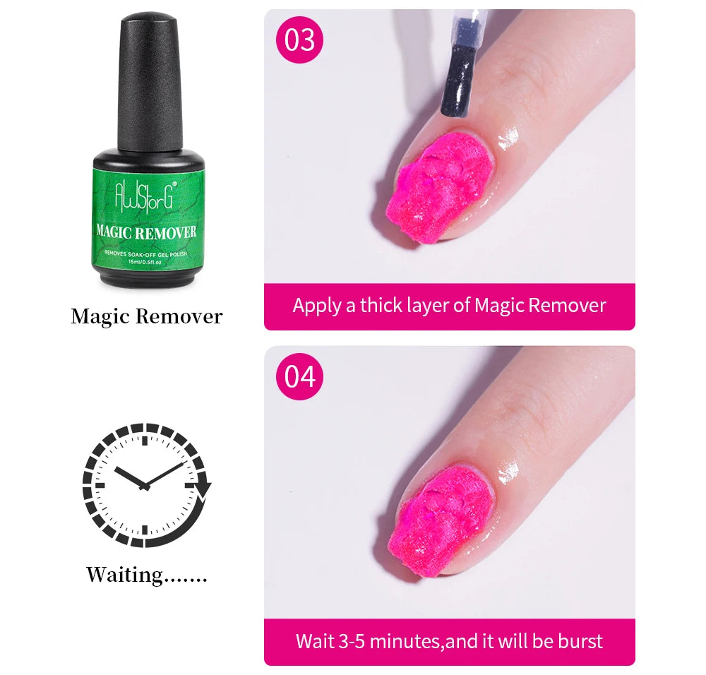 AWStorG 15ml Magic Remover Nail Gel Polish Remover UV Gel Polish Fast Remove Semi Permanent Varnish Polish Cancel Glue