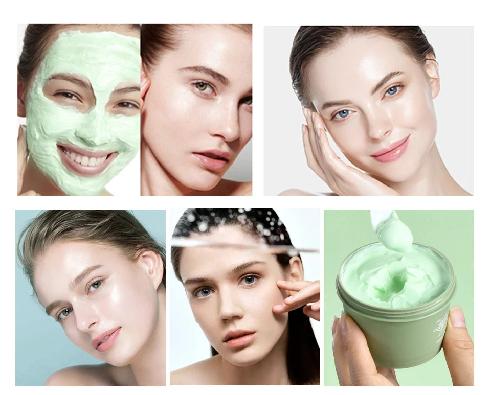 Green Tea Mud Mask Natural Skincare Deeply Cleansing Pore Nourishing Clay Face Mask Face Skin Care Cleaner 100g