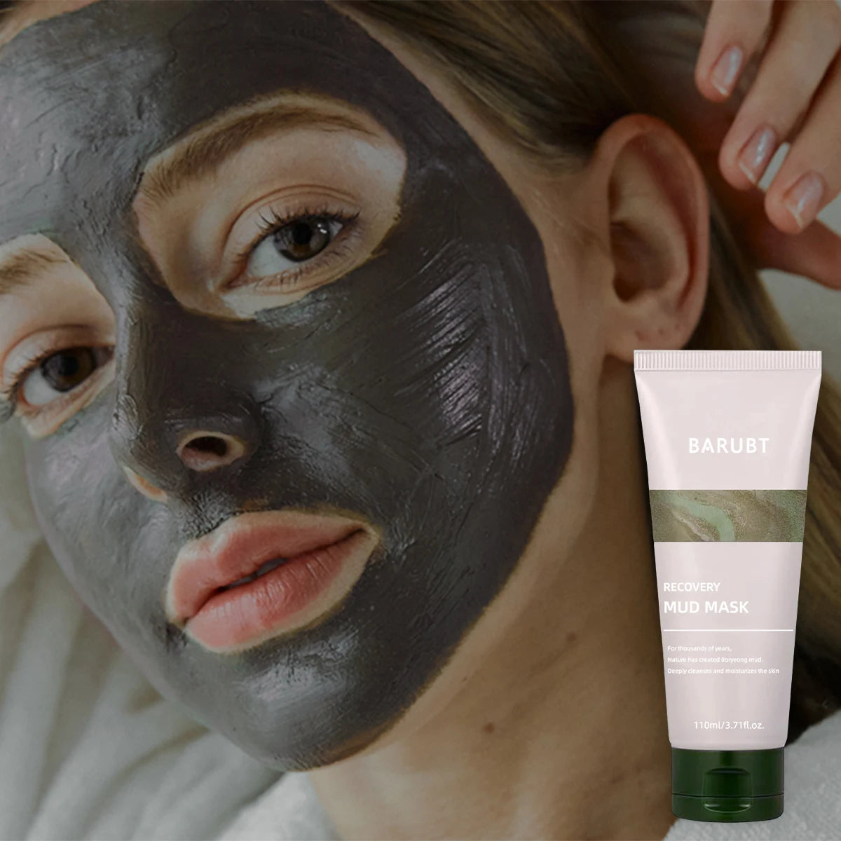 Soothing Mud Mask Mud Clay-Moisturizing Deep Pores Mild Exfoliating Cleansing Milk Face and Body Mask, Including 91.8% Natural E