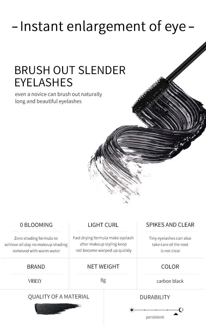 4D Brilliant Starry Sky Black Mascara Slim, Thick, Curled, Waterproof, Long Lasting, Non Staying Mascara