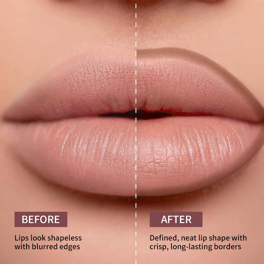 Waterproof 2 In 1 Lip Stain And Liner Pen Long Lasting Smudge Proof Kiss Proof Transfer Resistant 8 Colors Makeup Lip Pencil