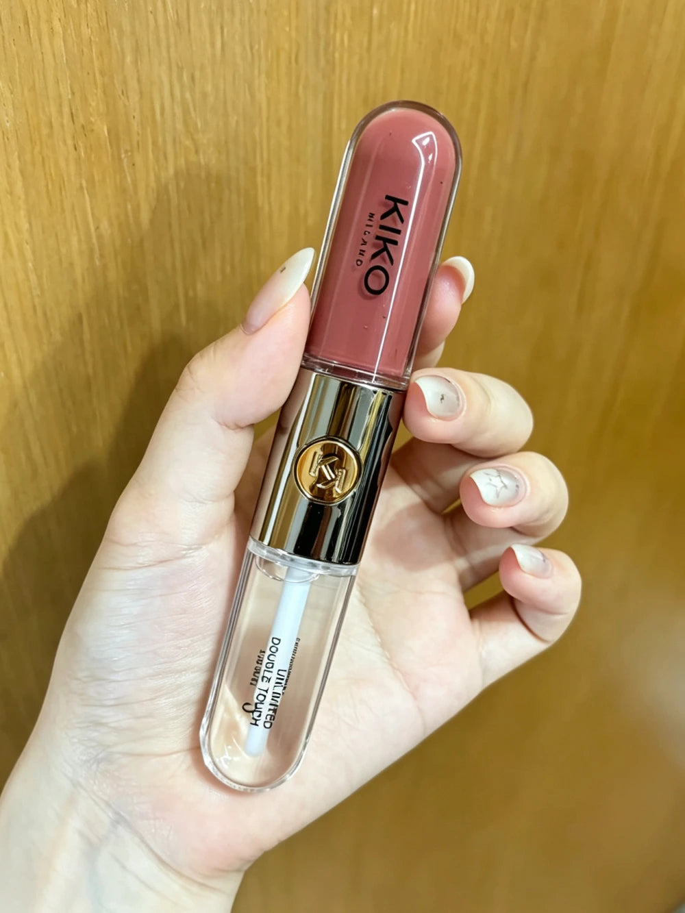 Luxury KIKO Milano Unlimited Double Touch 103 Milk Tea Double Headed Lipstick Mirror Non-Stick Long-Lasting Moisturizing Daily