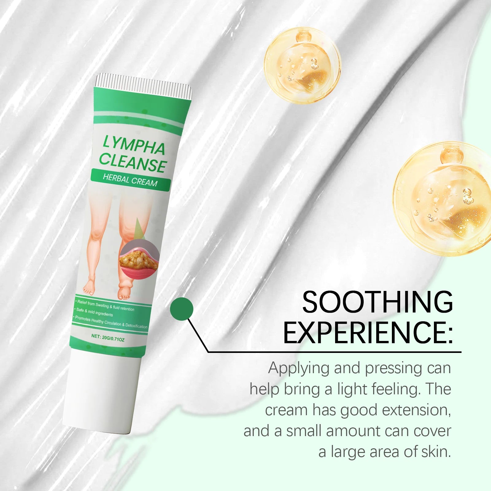 Lymphatic Drainage Cream for Body Lymphatic Massage Legs Blood Circulation Improvement Detox Edema Swelling Removal Herbal Cream