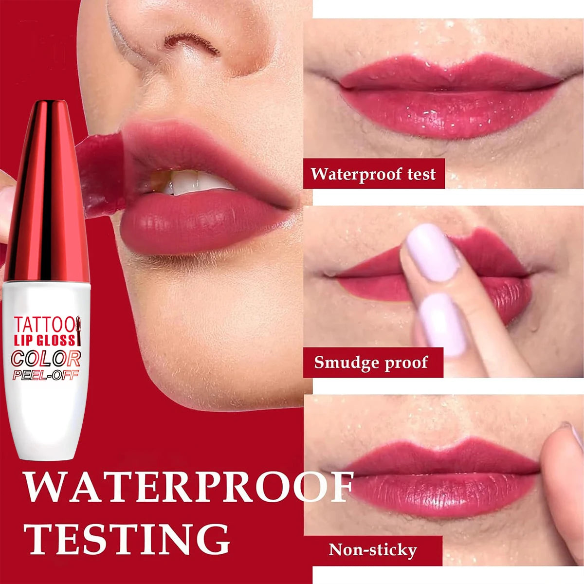 ZaiDoc Peel Off Lip Stain Tint Set 4 Colors Long Lasting Waterproof Transfer Proof Matte Finish Lip Gloss 10g Each