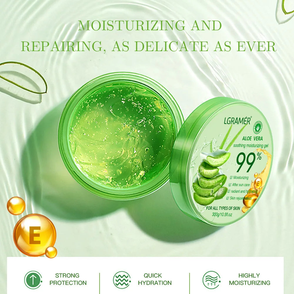 99% Aloe Vera Gel Deep Hydration and Moisturizing Facial Leave-In Gel Shrink Pores Sleep Mask Korean Skincare Products 300g