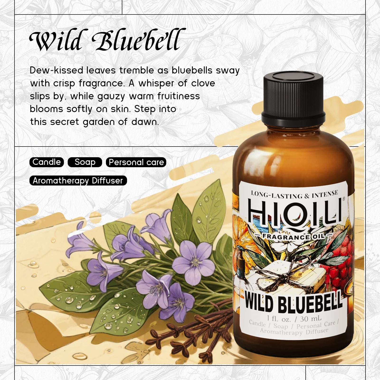 HIQILI New 30ml Perfume Oil Series, Vanilla/Lavender/Rose/Sandalwood 100% Natural Extract Perfume Oil, For Home Use, Humidifier
