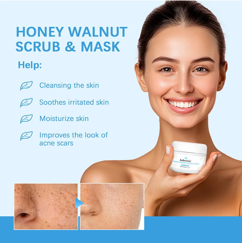 Facial Scrub & Face Exfoliator Mask Skin CareMoisturizing brightening Nourishing Cleansing Honey Walnut Facial Exfoliants Mask