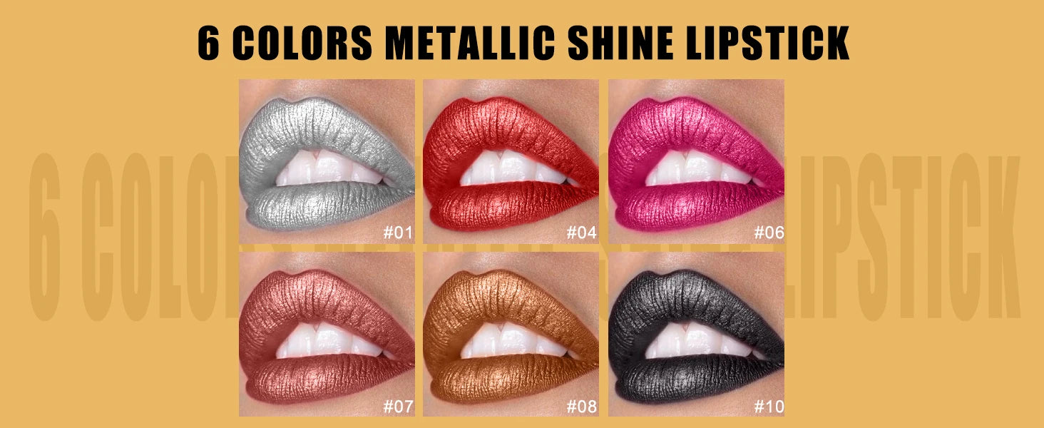 Pearlescent Glitter Lipstick Metallic Waterproof Long Lasting Matte Shimmer Diamond Lipstick Women Sexy Lips Makeup Cosmetics