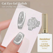 Hassleless  15ml Universal Silver Cat Eye Gel Polish. Glittery, Magnetic. Needs UV/LED Lamp. For Home & Salon DIY