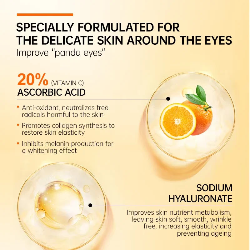 JoyPretty Anti Dark Circle Eye Cream Eye Bags Removal Vitamin C Whitening Cream Wrinkle Removal Serum Eyes Firming Skin Care