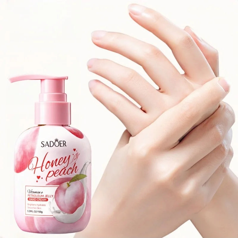 150g Peach Hand Cream, Rich in Glycerin, Peach Extract Essence, and Tocopherol, with a Moisturizing Texture That Is Non-Greasy, Can Nourish Dry Skin, and Can Be Used for Hand, Foot, and Body Care, Keeping Skin Hydrated, Soft,