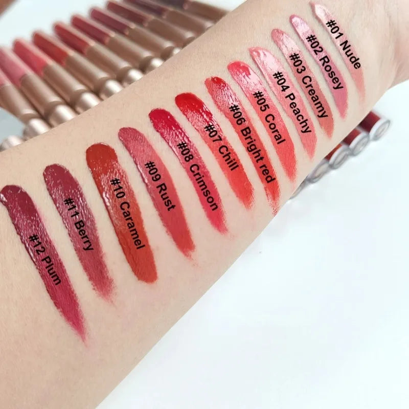 12 Colors Matte Velvet Sexy Lip Gloss Waterproof Long-Lasting Non-stick Cup Lip Glaze Nude Liquid Lipstick Lips Makeup Cosmetics