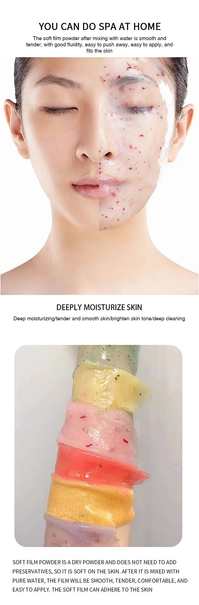 350g Hydrating 24K Gold Soft Mask Powder Rose Petal Crystal Jelly Mask Powder  Skin Care