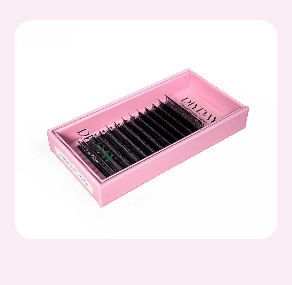 DIYDAY U-shaped YY Eyelash Extension Premium PBT Double Layer U Sahpe YY Lashes Ultra Soft Featherlight False Mink Eyelashes