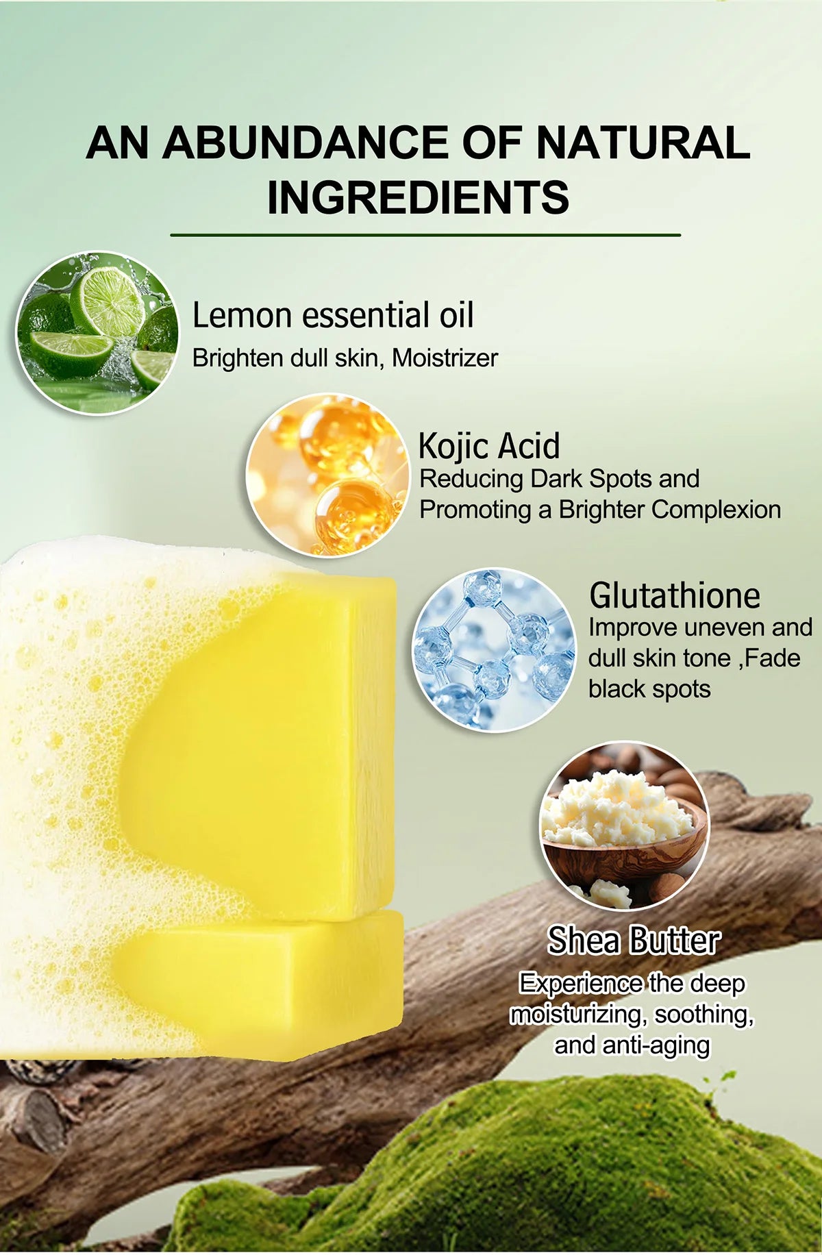 WK JALY Whitening Lemon Soap, Natural Glow, Fade Dark Spots, Moisturized, With Glutathione, Shea Butter Oil, For Face And Body