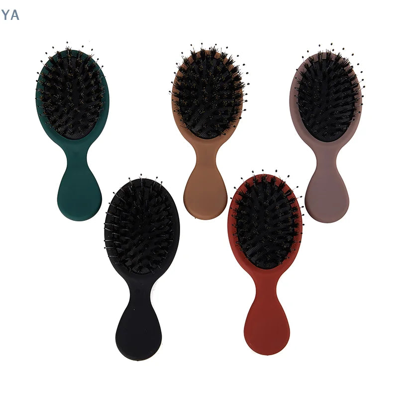 [Y]1PC Oval Boar Bristle & Nylon Hair Comb Mini Anti-static Hair Scalp Massage Comb Hairbrush Salon Hair Care Brush Styling Tool