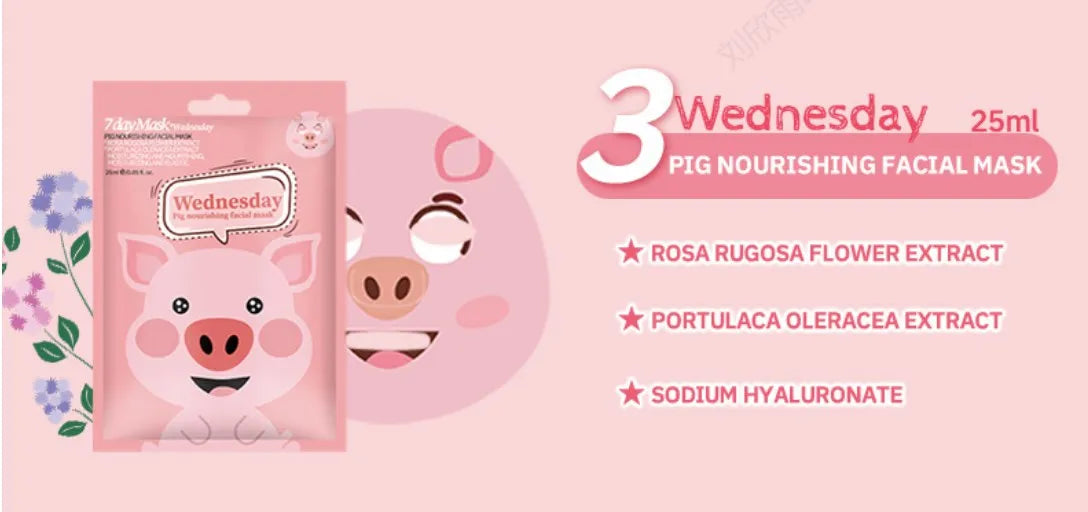 7 Styles Animal Face Mask Set Funny Panda Dog Pig Hydrating Sheet Mask for Spa Party Cute Skincare Gift for Women Girls 1/7PCS
