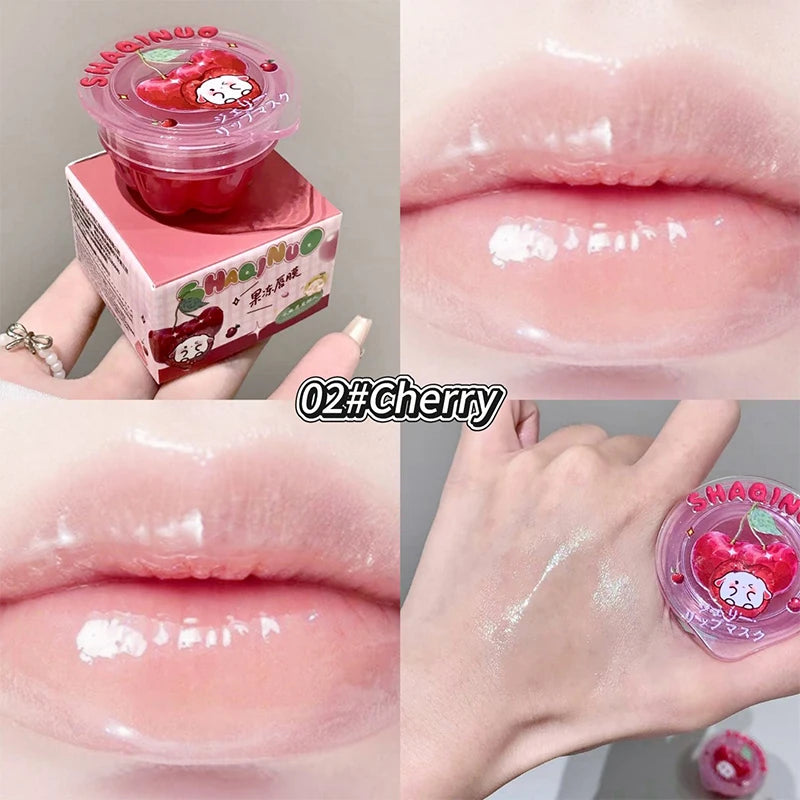 Shaqinuo Jelly Lip Mask Moisturizing and Hydrating Sleep Fruit Lip Balm for Students to Reduce Lip Lines and Prevent Dryness, a Christmas Gift Essential for Autumn and Winter.