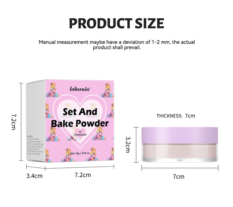 Lakerain Loose Baking Setting Powder Oil Control Natural Matte Finish Long Lasting Makeup Setting Powder Korean Cosmetic 4colors