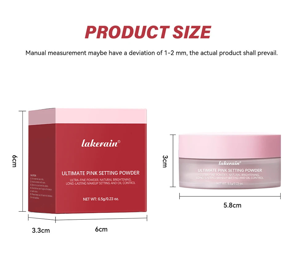 Setting Powder long-Lasting Matte Pink Finish Oil Control Makeup Fixation Removal Pore Modification Setting Cosmetics one size