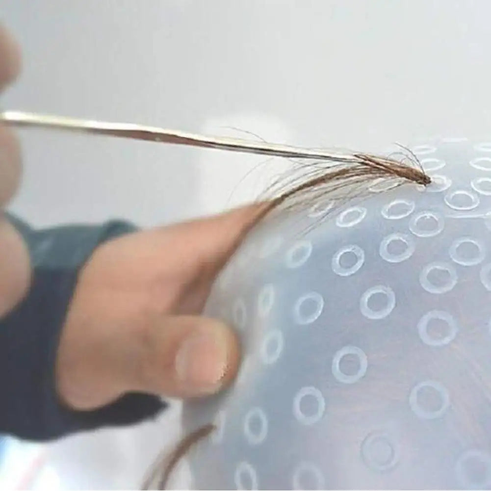 Silicone Hair Coloring Cap For Hairdressing With Needle Professional Salon Dyeing Tool Highlight Dyeing