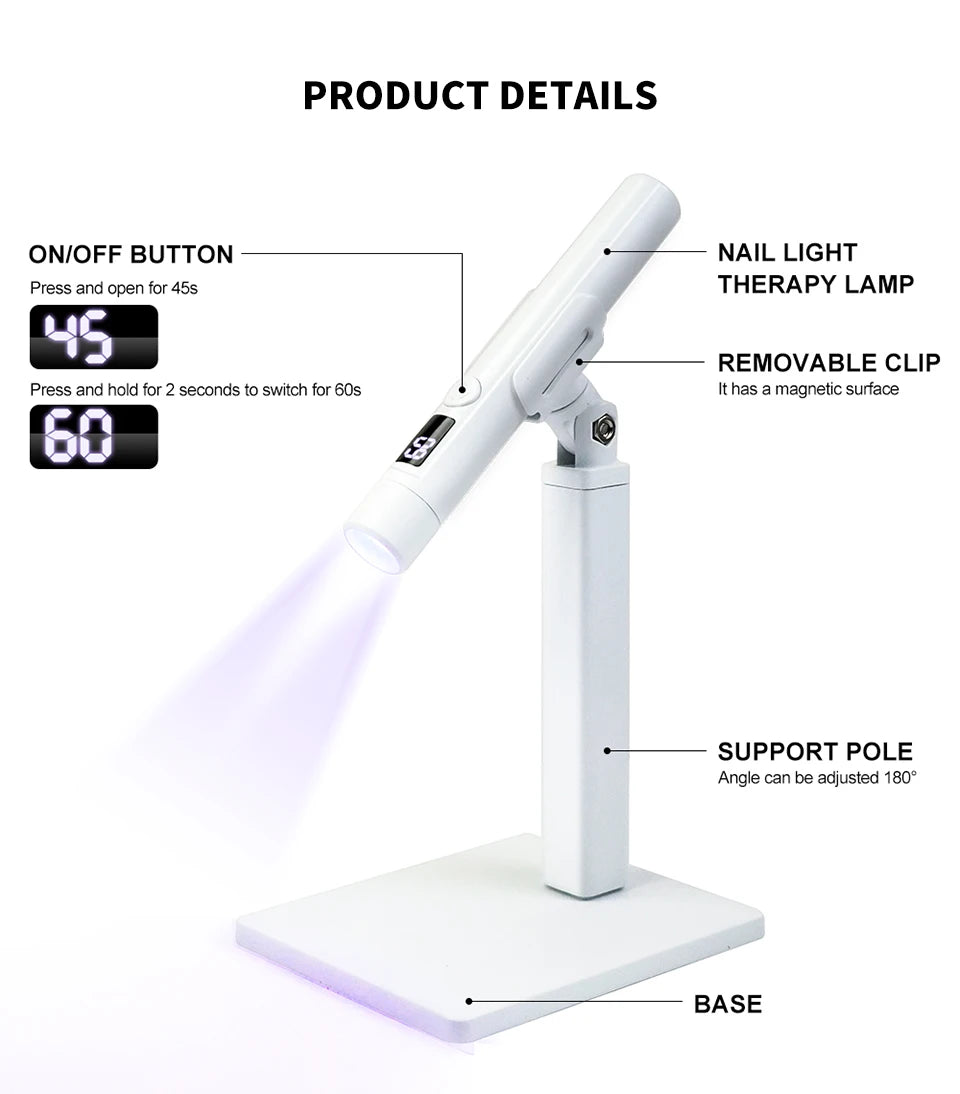 Portable Nail UV LED Lamp And LED Light Support Base Rechargeable for Nails Gel Polish Drying UV Lamp for Nails Art Desk Stand