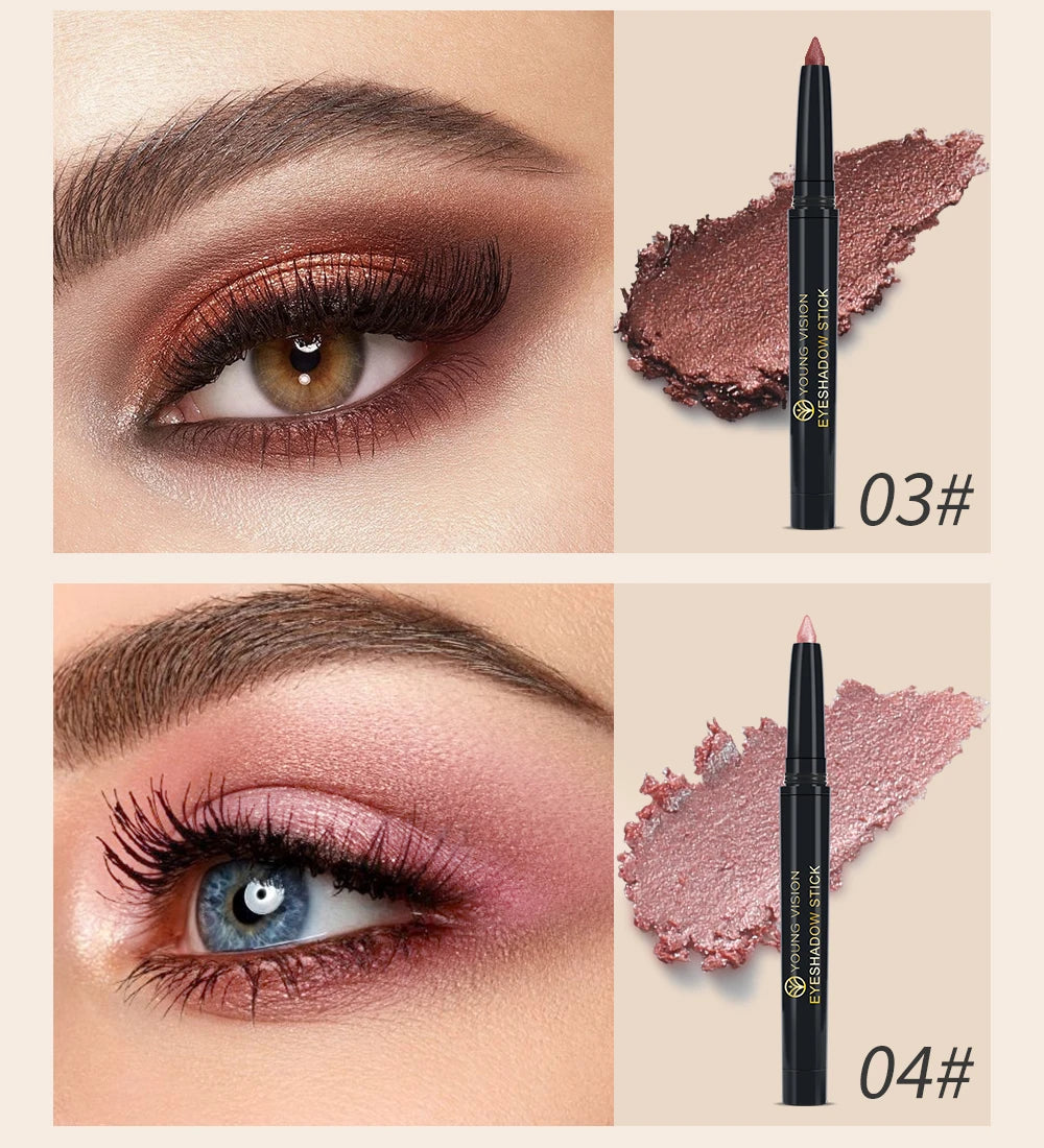 Shimmer & Matte Multi-Color Eyeshadow Sticks | Blendable, Long-Lasting Eye Shadow Pencils Smooth Application for Bold or Natural