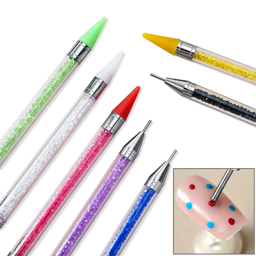 1pc Wax Nail Rhinestone Picker Dotting Pen Dual-ended Wax Pencil For Rhinestones Tip Crystal & Gem Nail Art Tool for DIY Manicur