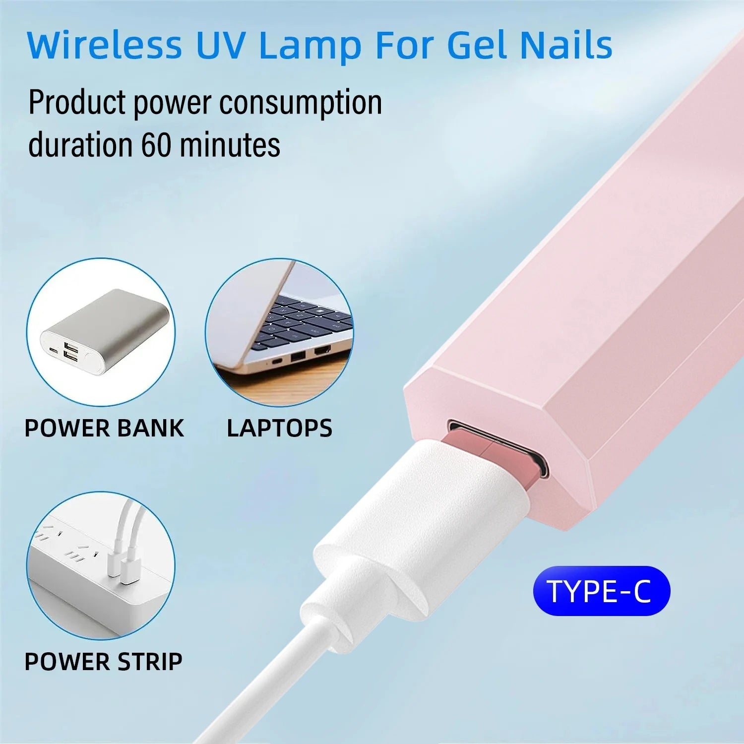 YIKOOLIN Convenient Rechargeable Nail Dryer UV LED Handheld Lamp Fast Curing All Gel Polish Mini Manicure Tool USB Portable Ligh