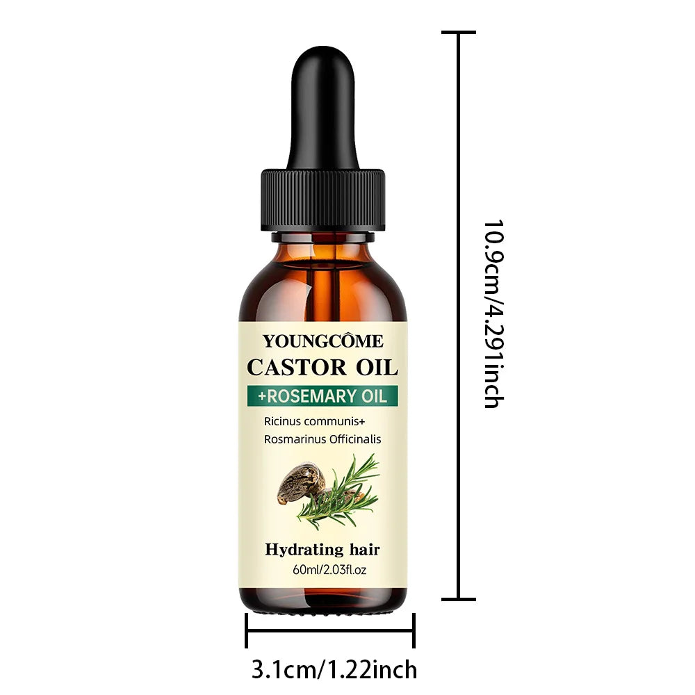 Mix Castor Oil and Rosemary Oil for Hair Growth Enhances hair thickness and Shine, Reduce Hair Loss and Split Ends Hair Care Oil