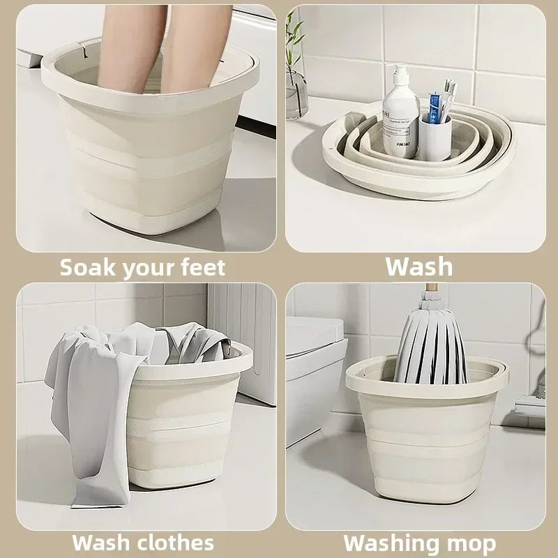 Large Capacity Foldable Water Bucket Portable Thickened Tub for Home Dorm Foot Soak Outdoor Fishing