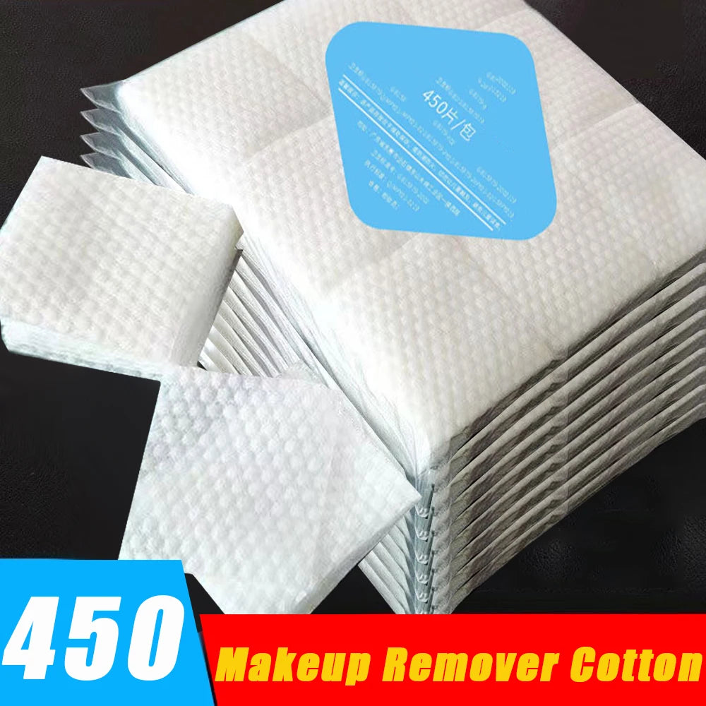 450PCS 3D Water-locking Makeup Cotton Pads for Women Non-shedding Square Pearl Pattern Cosmetic Remover Cotton Pads Face Tools