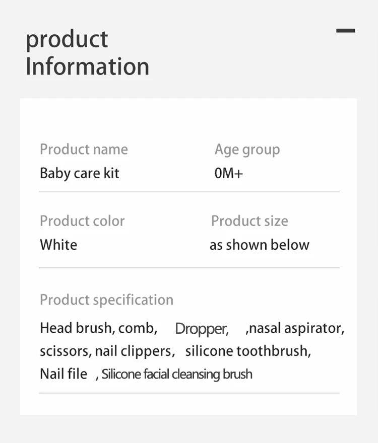 9pcs/pack Baby Grooming Kit with Travel Case, Safety Care Set with Feeding Dropper, Nose Cleaner, Nail Clippers, Comb, Brushes,